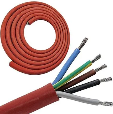 Zdjęcie produktu dla Kabel silikonowy, 10 metrów - 5 x 2,5 mm², czerwony - odporny na wysokie temperatury do 250 °C - elastyczny przewód elektryczny - do sauny i przemysłu