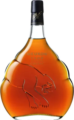 A bottle of Meukow Cognac VSOP on a white background.