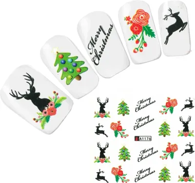 Produktbild von Tattoo Nail Art Nikolaus Weihnachten Weihnachtsbaum Aufkleber Nagel Sticker