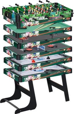 Produktbild von Multispieltisch - 6-in-1 Spieltisch - Klappbar - Billard - Kicker - Tischtennis - 118×104×71 cm - Mehrfarbig