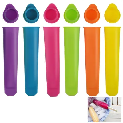 Imagen del producto de 6 moldes de silicona para hielo: fabricantes de paletas reutilizables en formas coloridas