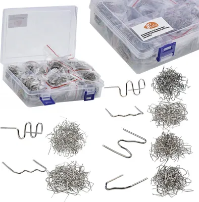 Produktbild von Rosfix Kunststoffklammern, 6 Sorten, 1800 Stück in einer Kunststoffbox