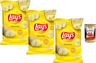 Produktbild von Italian Gourmet Kartoffelchips Klassisch 3er Pack 145g | Knusprige Chips Original Geschmack | Großpackung Familienbeutel | Party Snack Vorrat | Salzige Kartoffel Chips