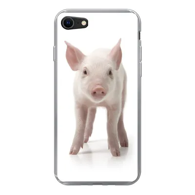 Produktbild von MuchoWow® Handyhülle Schutzhülle Hülle für iPhone 7 Schwein - Tiere - Weiß Silikon Softcase Handy Hülle - Kartenhalter