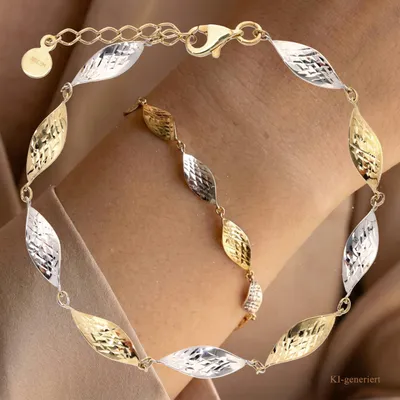Produktbild von Armkette echt Gold 333 (8 kt) in bicolor 16,5 + 2,5 cm lang