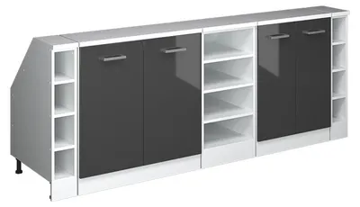 Produktbild von Küchenschrank für Dachschrägen Vicco R-Line Anthrazit Hochglanz 210 cm 5er Set Schrankkorpuss 60 cm Tiefe, Model 60418