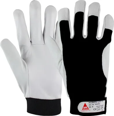 A pair of work gloves shown from a top-down perspective.