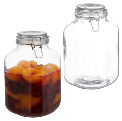 Obrázok produktu pre Relaxdays, sady sklenených nádob na zaváranie, 2 kusy, objem 3 l, s viečkom s uzáverom, vhodné na zaváranie, skladovanie a uchovávanie potravín, priehľadné