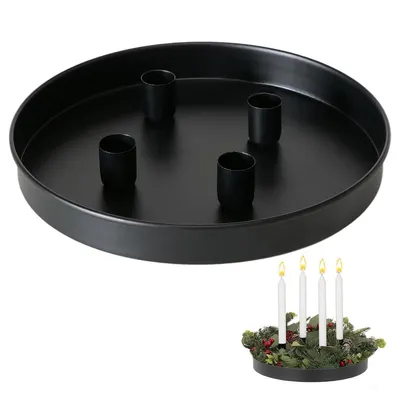 Produktbild von Magnetisches Kerzentablett, Durchmesser 23 cm, mit 4 magnetischen Metallkerzenhaltern, Weihnachtskerzenhalter, Adventskranz, dekoratives Tablett