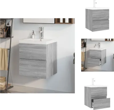 Produktbild von vidaXL Waschbeckenschrank mit Einbaubecken Grau Sonoma Holzwerkstoff -  Badezimmerwaschtische
