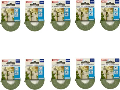 Produktbild von tesa Pflanzenbinder 5m x 12mm Witterungsbeständig wiederverwendbar Zuschneidbar 10 Stück