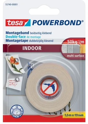 Immagine prodotto di Nastro di montaggio 1,5mx19mm biadesivo extra forte bianco Confezione da 12 pezzi