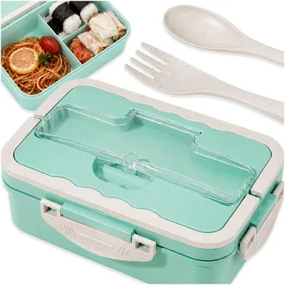 Zdjęcie produktu dla Śniadaniówka Lunch Box Pojemnik Do Szkoły Pracy 1200Ml Przegrody + Sztućce