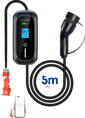 Obrázek produktu pro Mobilní nabíječka EV, 22KW typ 2, ovládání pomocí chytré aplikace, černá, TYPE2