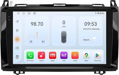 Immagine prodotto di Autoradio con Bluetooth e CarPlay per Mercedes-Benz B200 / Sprinter W906 / Viano / Vito W639 – compatibile con Apple e Android – impianto stereo con sistema di navigazione – 4 GB di RAM, 32 GB di memoria