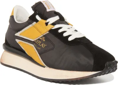 Produktbild von Replay Casey Nylon Herren Schnürung Synthetik Turnschuhe Schwarz Gelb – undefined / Schwarz Gelb