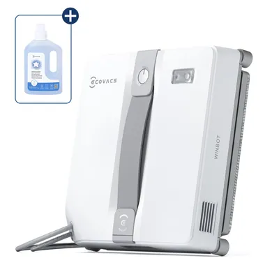 Produktbild von ECOVACS WINBOT Mini Fensterputzroboter mit 1L Original Fensterreinigungsflüssigkeit Grau