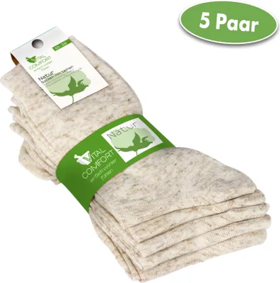 Produktbild von Vital Comfort Socken aus Baumwolle mit Leinen, 5 Paar Größe: 35-38