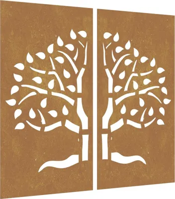 Image de vidaXL Décoration murale de jardin en 2 parties 105x155 cm Design d'arbre en acier corten