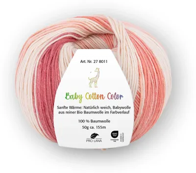 Produktbild von Pro Lana BABY Baumwolle Color 50 g 100 % Baumwolle Babywolle speichelecht 155 m Farbe 01