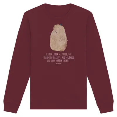 Produktbild von Mr. & Mrs. Panda Baumwoll Pullover Murmeltier Größe XS - Burgundy - Geschenk, Fröhlichkeit, Knigge, Lustige Sprüche, Sweatshirt, Bio-Pullover, Freundlichkeit, Pulli