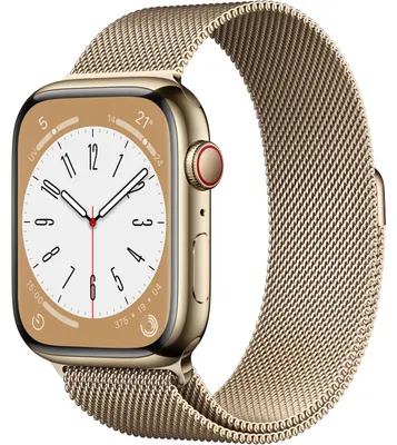 Produktbild von Apple Watch 8 4G 45mm Edelst. gold/Milanaise gold
