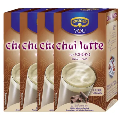 Produktbild von Krüger Chai Latte Typ Schoko Sweet India Milchteepulver 250g 4er Pack