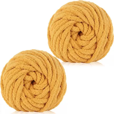 Obrázok produktu pre 2 motúze hrubej vlnenej priadze, 250 g, žltá, vhodné na pletenie a háčkovanie
