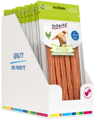 Produktbild von DOKAS - Sticks mit Hühnerbrust & Hühnerherz 12er Pack (12x60g)
