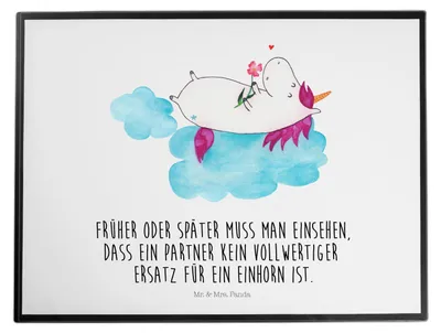 Produktbild von Mr. & Mrs. Panda schreibtischunterlage Einhorn Verliebt - Weiß - Geschenk, Einhörner, tischmatte, Freundin, schreibauflage, Unicorn, schreibtischunterlagen, Liebe