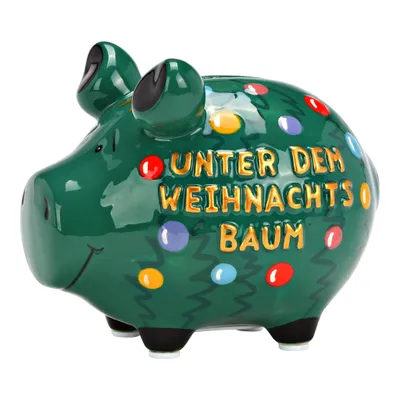 Produktbild von KCG Sparschwein Company Sparschwein "Unter dem Weihnachts Baum" aus Keramik, Grün (B/H/T) 12x9x9cm Kleinschwein
