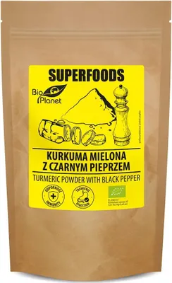 KURKUMA MIELONA Z CZARNYM PIEPRZEM BIO 200 g - BIO PLANET SUPERFOODS