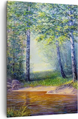 Produktbild von Bild auf Leinwand - Leinwandbild - Einteilig - Wiese Wasser Baum - 70x100cm - Wand Bild - Wanddeko - Wandbilder - Leinwanddruck - Wanddekoration - Leinwand bilder - Wandbild - PA70x100-4063