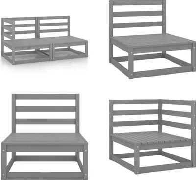 Produktbild von vidaXL 2 tlg. Garten Lounge Set Grau Kiefer Massivholz - Garten-Lounge-Set - Garten-Lounge-Sets - Lounge-Set - Lounge-Sets