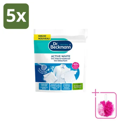 Produktbild von 5 x Dr. Beckmann Active White Oxi Kraft-Pulver für weiße Wäsche 400 g - Sparpackung - 5 Stücke