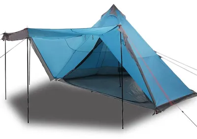 Image de vidaXL Tipi tente familiale 8 personnes bleu imperméable