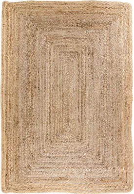 Obrázok produktu pre Uniqoos® Obdĺžnikový jutaový koberec, 240 x 180 cm – pletený, prírodnej farby, v boho a škandinávskom štýle, vhodný do obývačky a spálne