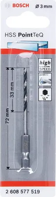 Obrázok produktu pre HSS PointTeQ šesťhranný vrták 3 mm