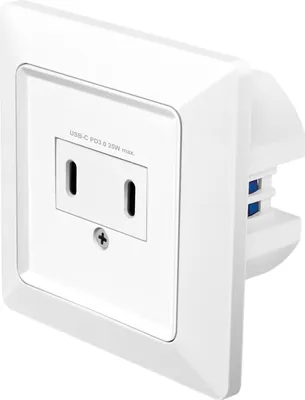 Image de LogiLink PA0332 Prise encastrée LogiLink, 2x USB-C femelle, PD, blanc