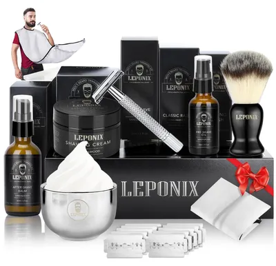 Immagine prodotto di Elzusha - Kit da barba professionale per uomo, completo di rasoio e accessori