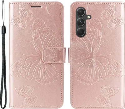 Produktbild von Samsung Galaxy A55 Hülle - Coverup Schmetterlinge Klapphülle - Roségold