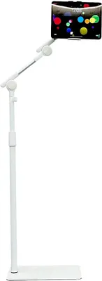Imagen del producto de Soporte para tablet de aluminio, giratorio 360°, con ajuste de altura, para tablets de 4,7 a 13 pulgadas, ideal para la cocina