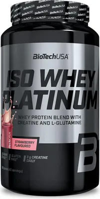 Image de Whey Isolate - Biotech USA - Iso whey platinum (908g) - Saveur Fraise