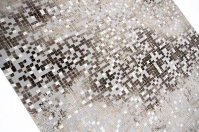 Produktbild von Designer Teppich Moderner Teppich Wohnzimmer Teppich Kurzflor Teppich mit Konturenschnitt mit Muster in Grau Braun Beige Creme Größe - 80x150 cm