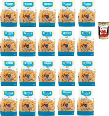 Produktbild von De Cecco Le Specialità Rigatoni Napoletani N°124, 100% Italienisch Pasta Nudeln 20x 500g + Italian Gourmet Polpa 400g