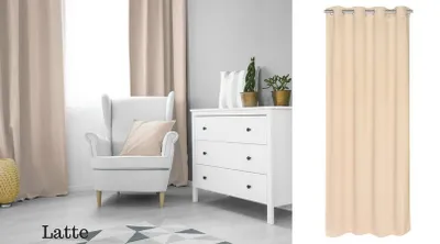 Obrázok produktu pre Tepelná záclona nepriehľadná Oeko-Tex Eyelet Scarf Sand 140x175 cm Okenná záclona Blackout