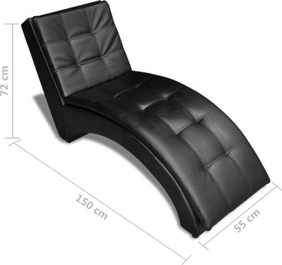 vidaXL Chaise Longue s polštářem z černé umělé kůže