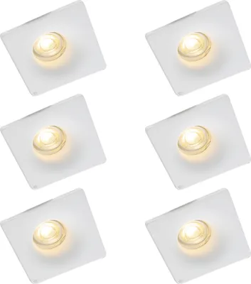 Zdjęcie produktu dla QAZQA – zestaw 6 białych lamp punktowych do wbudowania, okrągłych, 12 cm – Gypsy Stucco I Salon I Sypialnia – gips – przystosowane do żarówek LED GU10
