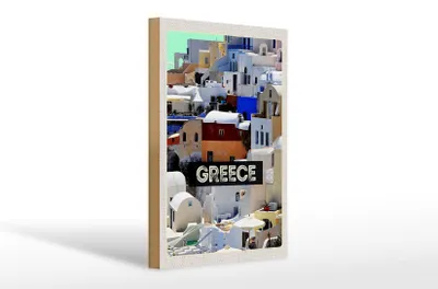 Produktbild von Holzschild Reise 20x30cm Greece Griechenland Häuser Urlaub