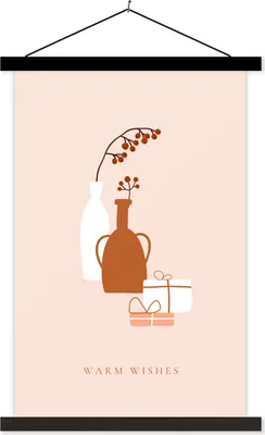 Produktbild von MuchoWow® Textilposter Winter - Zitat - Pastell 60x90 cm mit schwarzem Rahmen - Poster Wohnzimmer